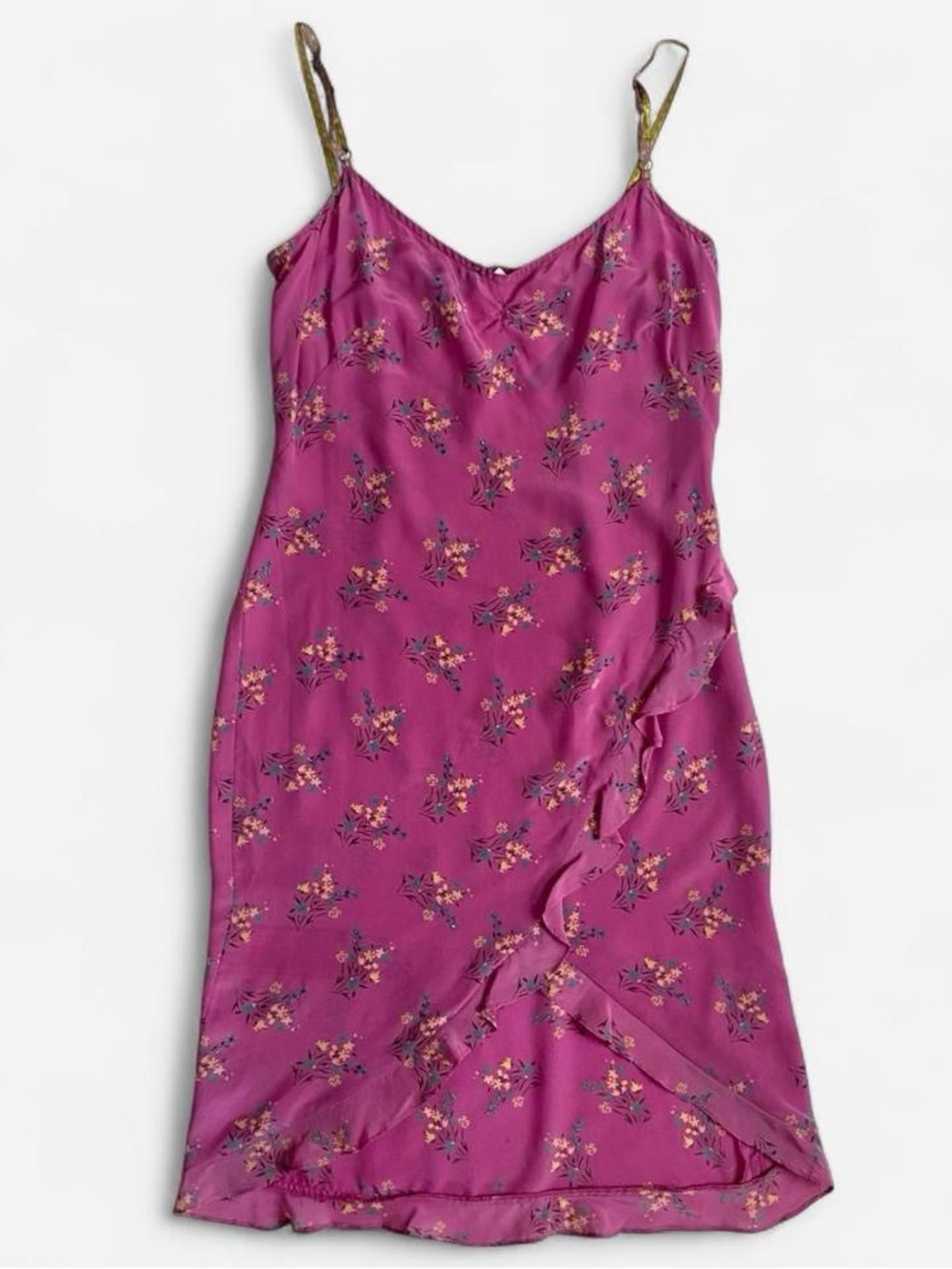 Vintage Nicole Miller Millennium Collection Purple Silk Floral Midi Dress